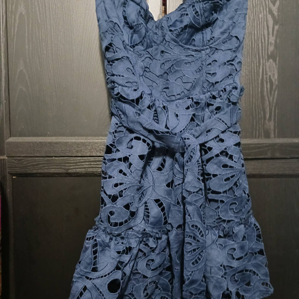 Lulu's Strapless Navy Lace Dress - Picture 6 of 10